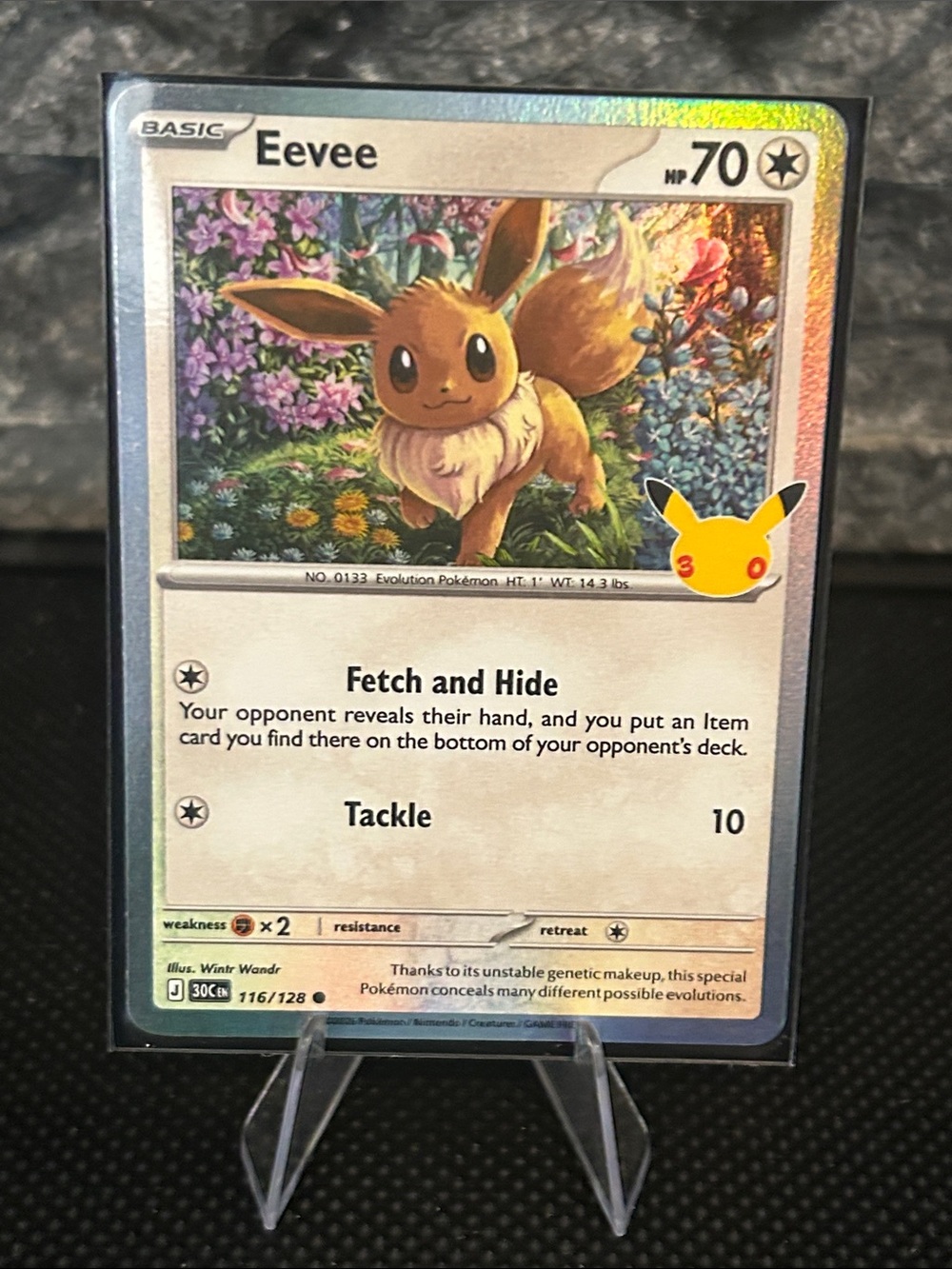 Pokemon Eevee 116/128 Holo STAMPED 30th Anniversary Celebrations M/NM